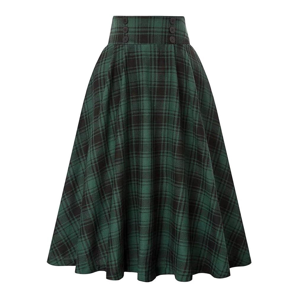 Amazon.com: New Flannel High Waist Skirt Women's Retro Plaid